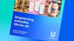 A capa do Relatório Anual e Contas de 2024 da Unilever mostrando imagens de marca da Magnum, Dove e Hellmann’s