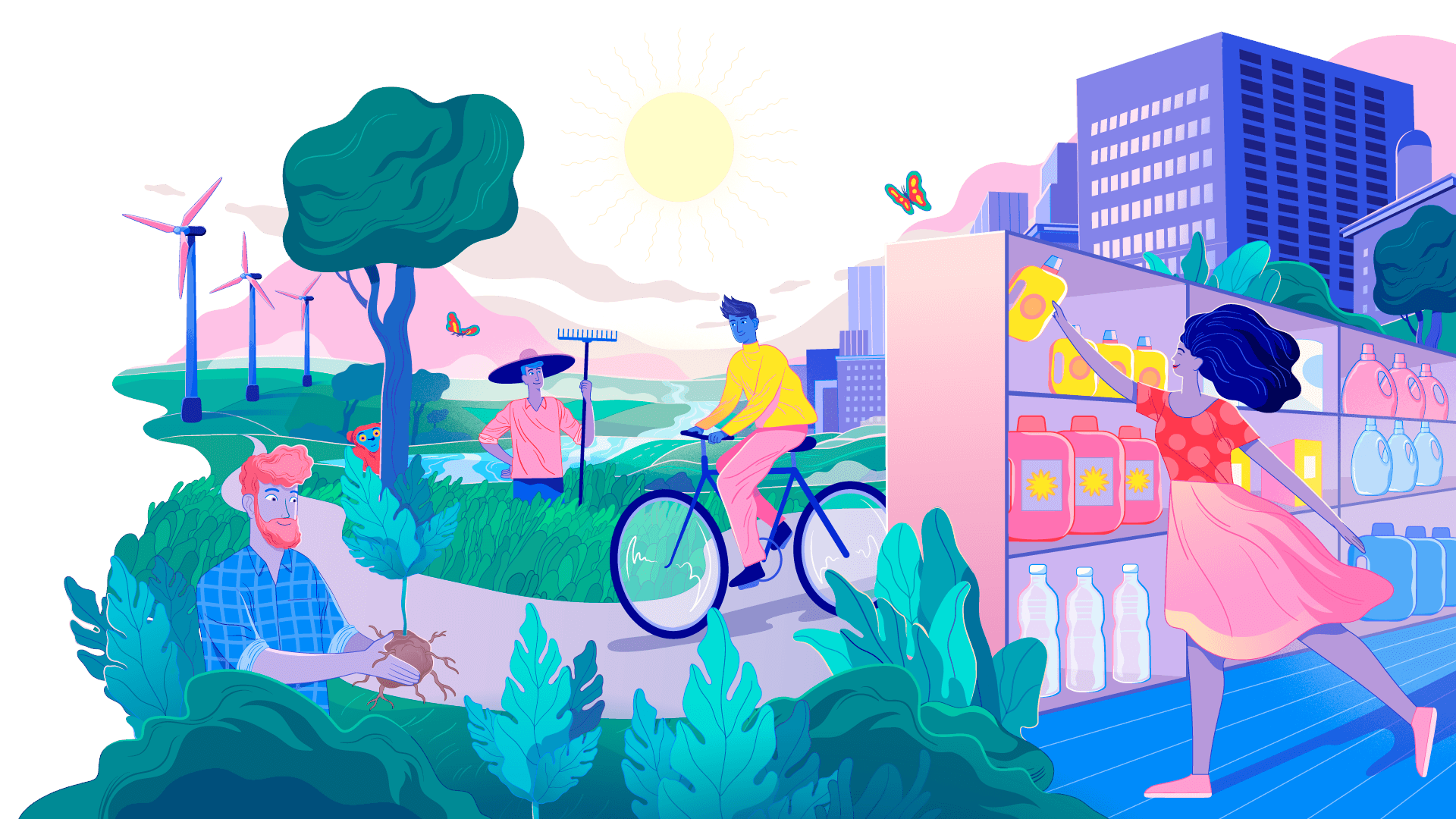 Uma ilustração de ações sustentáveis